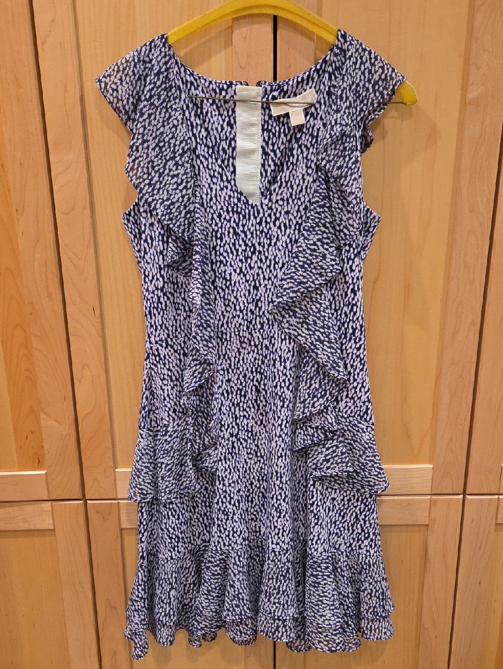 Michael Kors Navy & White Ruffle Dress